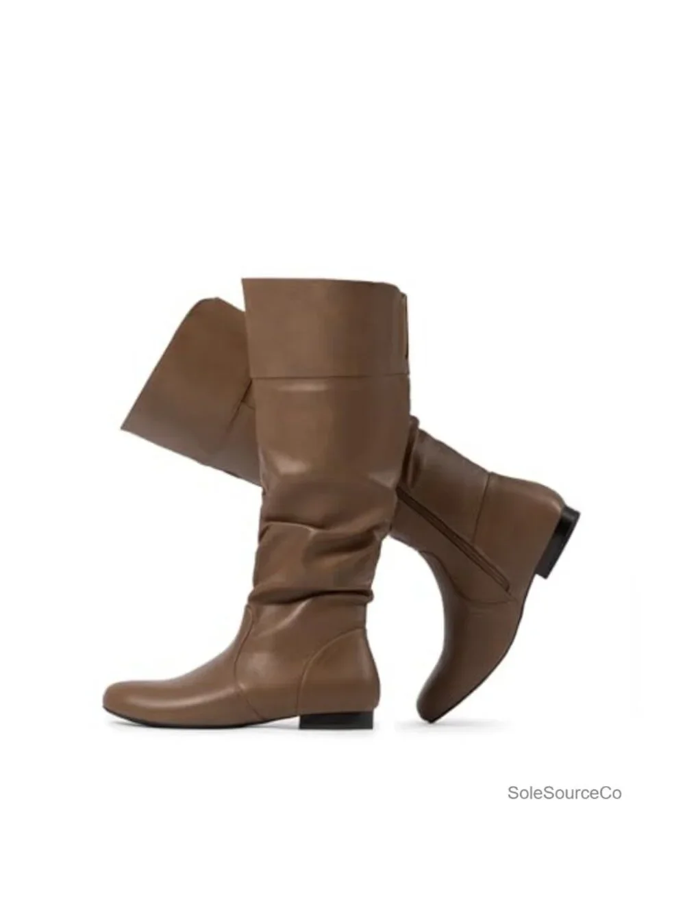 Wide Calf Faux Fur Lined Knee High Slouchy Boots Side Zipper